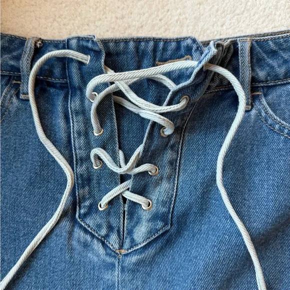 Denim Lace-Up Skirt - Picture 3 of 8